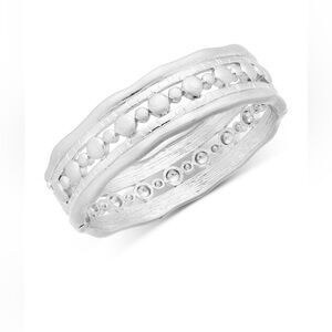 ✨ Style & Co Silvertone  Hinged Bangle Bracelet Textured Beaded Design